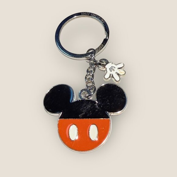 Disney Mickey Mouse Metal Keychain Keyring With Hand Glove Charm - Picture 1 of 2